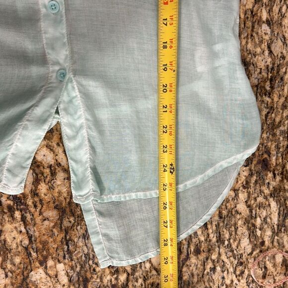 Beachlunchlounge Aqua Roll Tab Sleeve Button Down Shirt Size XS - Picture 7 of 8